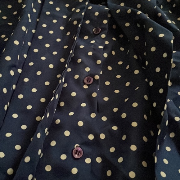 Vintage Sears Navy and white polka dot button down with neck tie - Picture 2 of 7
